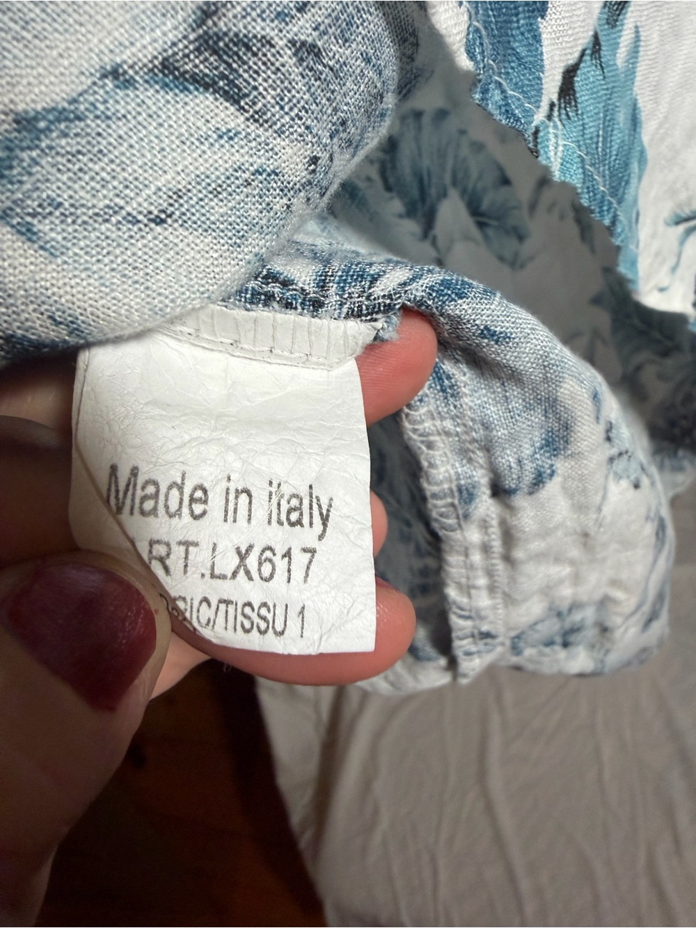 White Midi Dress with Blue Floral Print 100% Linen high quality - Picture 5 of 9